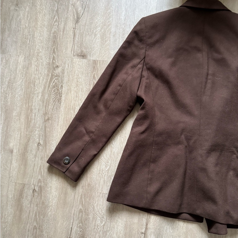 Vintage Women’s 100% Wool Chocolate Brown Double Breasted Blazer - Picture 8 of 10